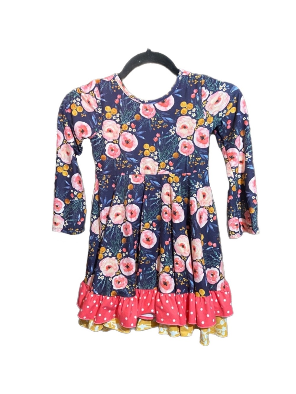 Only Little Once Floral Dress Ruffle Hem Long Sleeve Milk-Silk Little Girl Sz 6